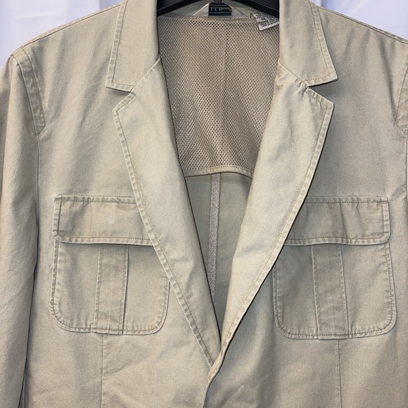 LL Bean Jacket Men 44 Tall Field Safari Chore Coat Blazer Presentation Elbow Pad - Picture 3 of 13